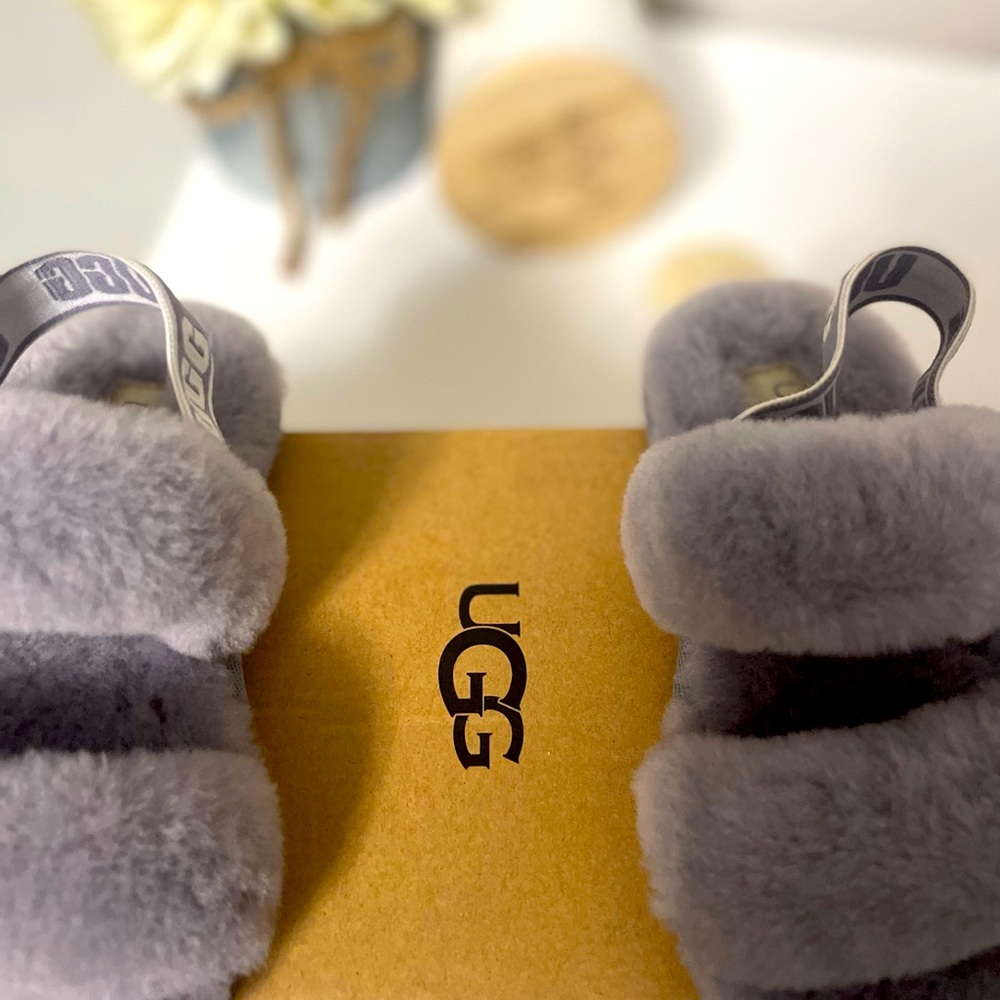 Brand New Gray Ugg Fur Toddler Slides